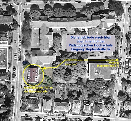 Das Bild zeigt einen Lageplan mit Wegbeschreibung zum FELBI-Gebäude