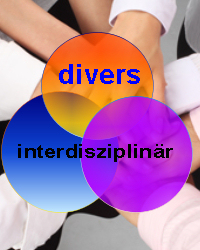 Schriftgrafik: divers interdisziplinär