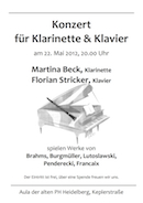 Konzertplakat Kammermusik Klarinette und Klavier