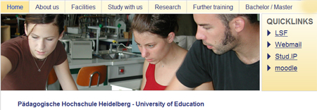 Screenshot der englischen Website
