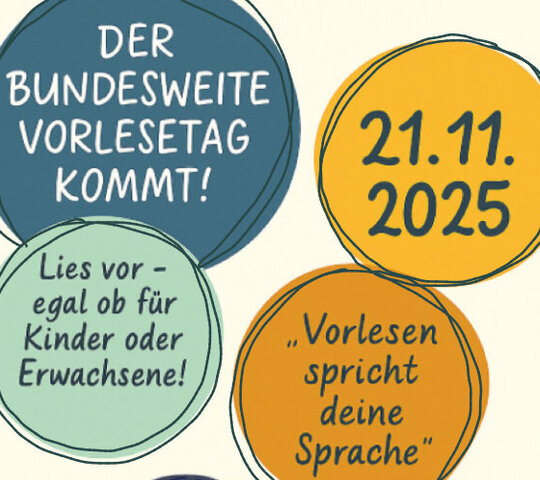 Das Bild zeigt einen Flyer zum Bundesweiten Vorlesetag.
