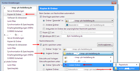 Thunderbird - Archiv lokal speichern