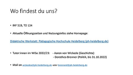 Anschrift der didaktischen Werkstatt: INF 519 TO 124