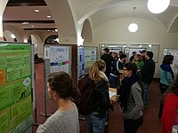 Studierenden bei der Ausstellung der Poster im Foyer der alten PH 