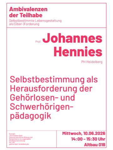 Vortrag Johannes Henkes: Selbstbestimmung als Herausforderung der Gehörlosen- und Schwerhörigenpädagogik