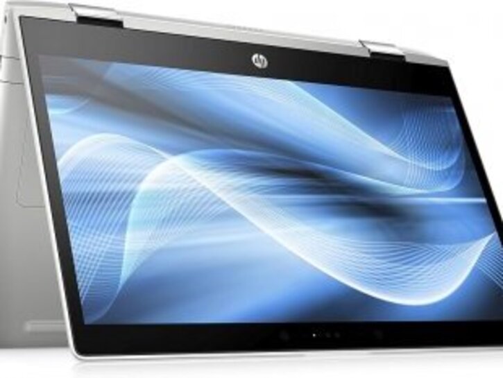 Ein HP Probook, geklappt im Tablet-Modus, aus unserem Verleih.