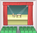 Theatersaal mit Sitzen und Bühne