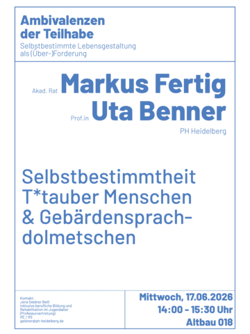 Vortrag Fertig und Benner: Selbstbestimmtheit Tauber Menschen und Gebärdensprachdolmetschen