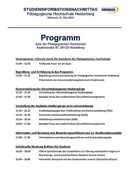 Programm Studieninformationstag [PDF; 0,2MB]