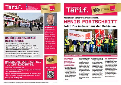 Zu sehen ist das Informationsblatt von Verdi zum Streik bei der Tarifrunde 2019