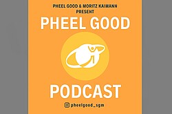 Das Foto zeigt das orangene Logo vom PheelGood-Podcast.