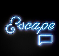 Auf schwarzem Hintergrund ist in Neon-Schrift "Escape" zu lesen.