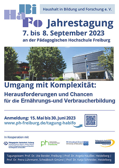 Plakat über HaBiFo-Jahrestagung 2023 in Freiburg und Hinweise zum Anmeldeverfahren