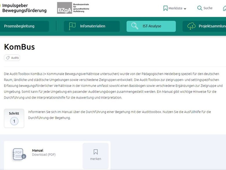 Auf dem Bild ist der Screenshot der KomBus2.0-Website zu sehen