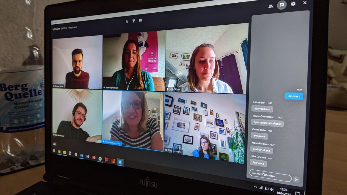 Zu sehen ist das Team von Transfer Together während Corona in einem Zoom-Call.