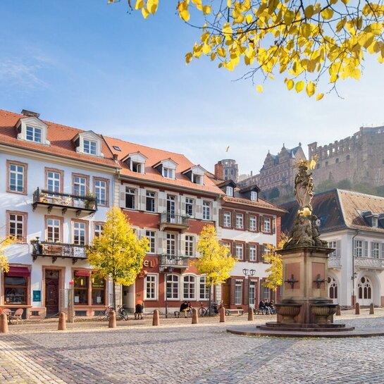 Zu sehen ist der Kornmarkt in der Heidelberger Altstadt