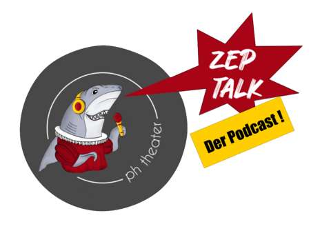 Logo des Zep-Talk Podcast mit dem Shark, der ein Mikrofon hält