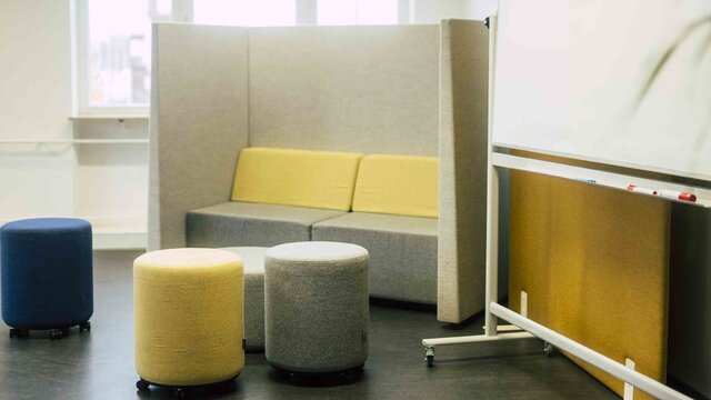 The Deisgn Thinking Room in the Transfer Centre, ideal for co-working, workshops and meetings.