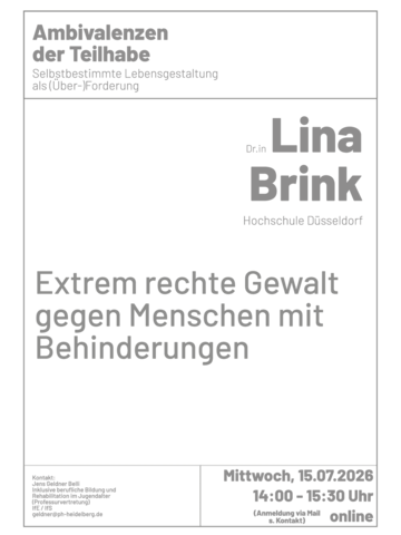 Vortrag Lina Brink: Extrem rechte Gewalt gegen Menschen mit Behinderungen