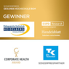 Auszeichnung als Gewinner des Corporate Health Awards in der Kategorie Gesunde Hochschulen BGM