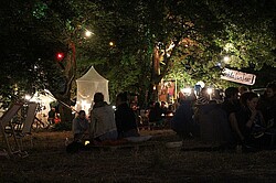 Zelt Festival auf der Wiese neben der neuen Pädagogischen Hochschule.