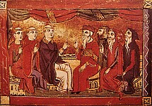 Das Gemälde zeigt die Debatte zwischen ost- und weströmischen Christen im Jahr 1290, der Autor ist unbekannt. Copyright Wikipedia