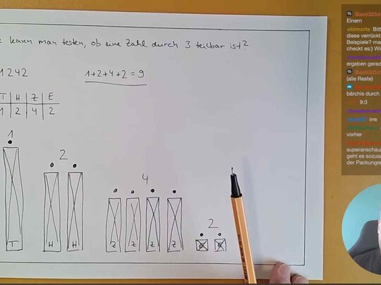 Ein Screenshot aus der True Math Veranstaltung "Eine Zahl, die durch 3 teilbar ist, aber nicht durch 9"