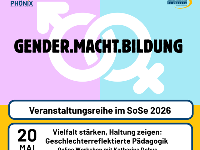 Ein Plakat zur Veranstaltungsreihe "Gender.Macht.Bildung" mit dem Hinweis auf die erste Veranstaltung "Vielfalt stärken. Haltung zeigen."