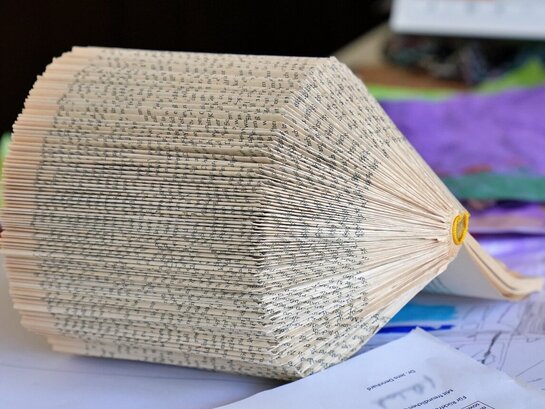 Das Foto zeigt ein aufgeblättertes Buch.