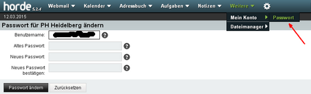 Passwortänderung via Horde 5