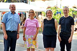 Das Bild zeigt Rektor Prof. Dr. Hans-Werner Huneke, Kanzlerin Stephanie Wiese-Hess, Prorektor:innen Prof. Dr. Vera Heyl und Prof. Dr. Christian Spannagel.