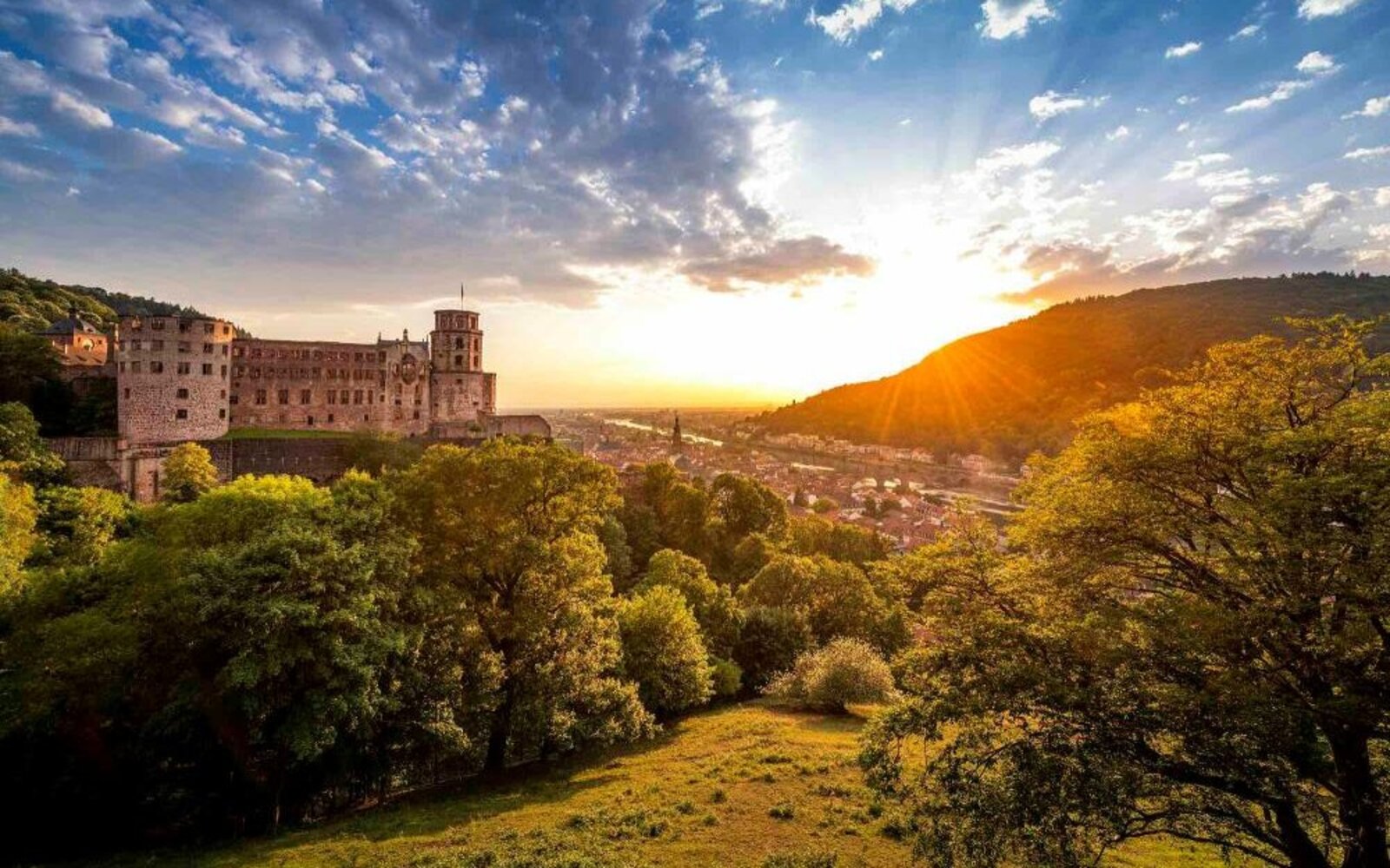 Blick über das Schloss und die Stadt Heidelberg in der sie Lehramt studieren können an der Pädagogischen Hochschule Heidelberg.