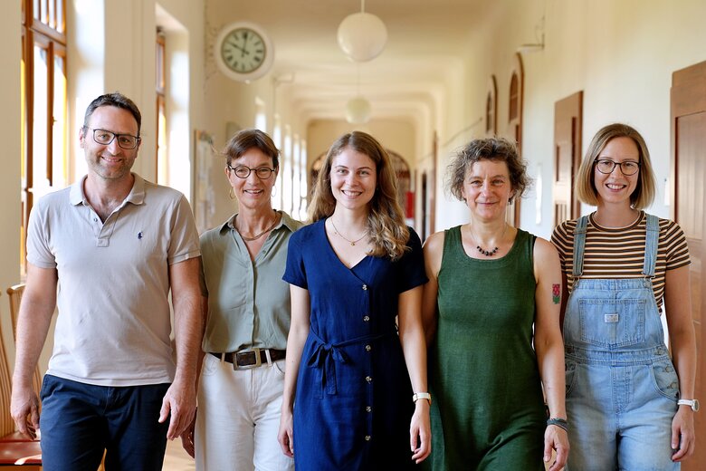 v.l.n.r.: Jens Bucksch (PUG), Angela Häußler (AuG), Anna Lehmann (PUG), Katja Schneider (AuG), Jule Möckel (PUG)