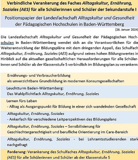 Positionspapier zu AES für alle SuS der Sek. I
