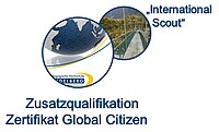 Die Grafik zeigt zwei Kreise, die die Zusatzqualifikation Zertifikat Global Citizen und den International Scout symbolisieren