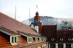 The roof and the tower of the old building of the heidelberg University of Education.