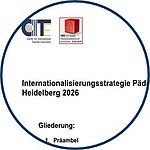 Die kreisförmige Grafik symbolisiert die Internationalisierungsstrategie 2021 - 2026 der PH Heidelberg.