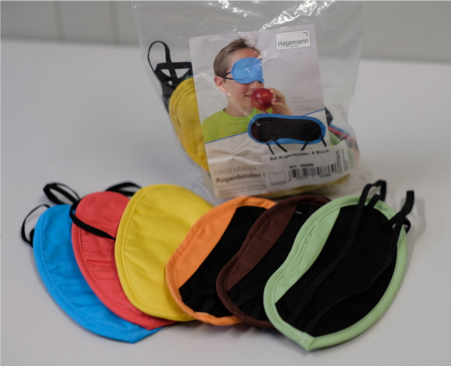 Kinderaugenbinden in verschiedenen Farben.