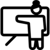 Ikone eines Person während einer Präsentation Icon einer präsentierenden Person