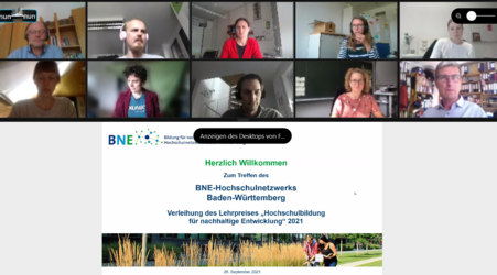Screenshot der Online-Begrüßung der Teilnehmenden des BNE-Hochschulnetzwerk-Treffens