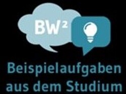 Das Bild zeigt ein schwarz, blaues Logo mit der Schrift "Beispielaufgaben aus dem Studium". Copyright Pädagogische Hochschule