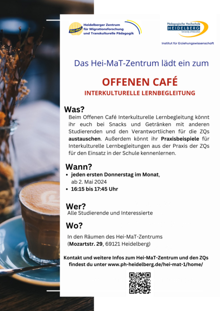Flyer mit Informationen zum "Offenen Café Interkulturelle Lernbegleitung"