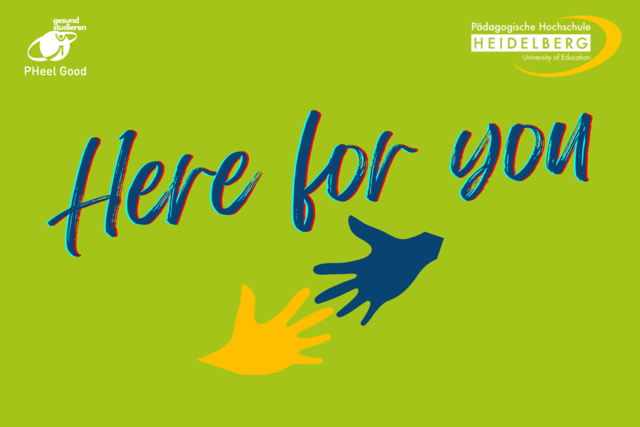 Die Beratungskarte von PHeelGood, zu sehen sind Hände die sich helfend entgegen strecken.