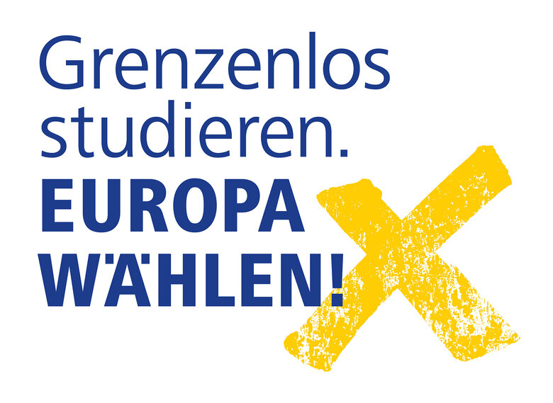Logo "Grenzenlos studieren. Europa wählen!"