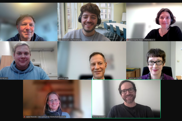 Zu sehen sind Mitglieder des Beirats des Transferzentrums in einem Zoom-Call.