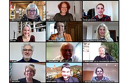 Das Bild zeigt kleine Kacheln mit den Mitgliedern des Beirates der AW-ZIB in einem Onlinemeeting. Copyright Pädagogische Hochschule Heidelberg