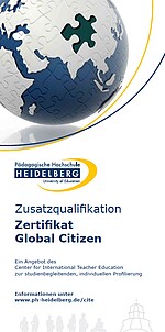 Cover des Flyers "Zusatzqualifikation Zertifikat Global Citizen". Mit einem Klicken öffnet sich die PDF-Datei des Flyers, ca.0,5 MB