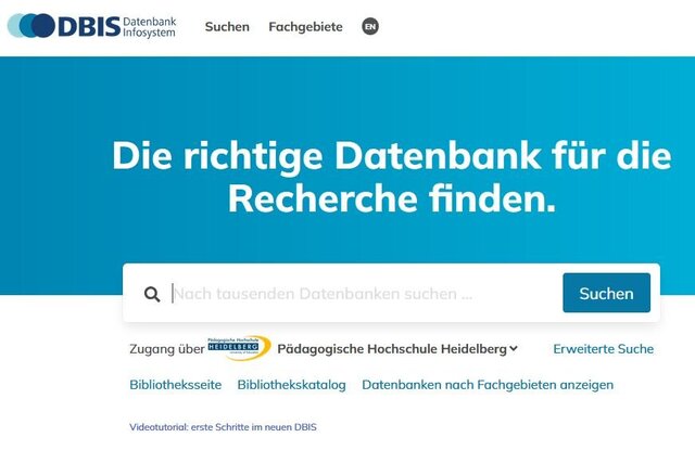 Das Bild zeigt die Oberfläche von DBIS