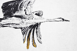 gezeichnetes Bild des Goldenen Zugvogels.