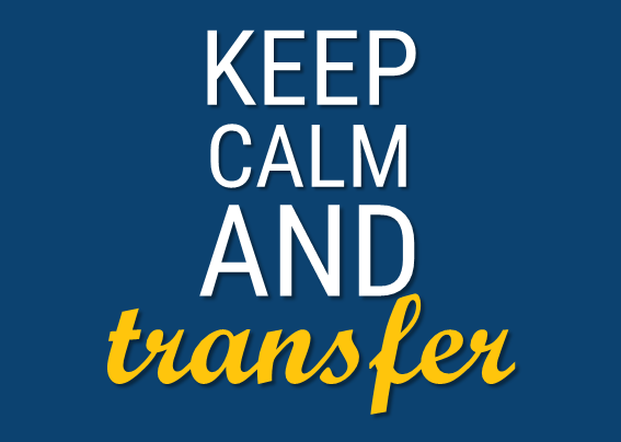 Darstellung eines Werbeflyers mit dem Text: "Keep Calm And Transfer"